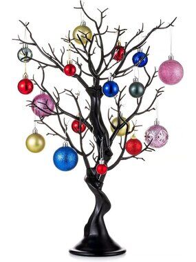 Small Black Artificial Tree Centerpiece - 1.9ft Faux Plant for Home Decor